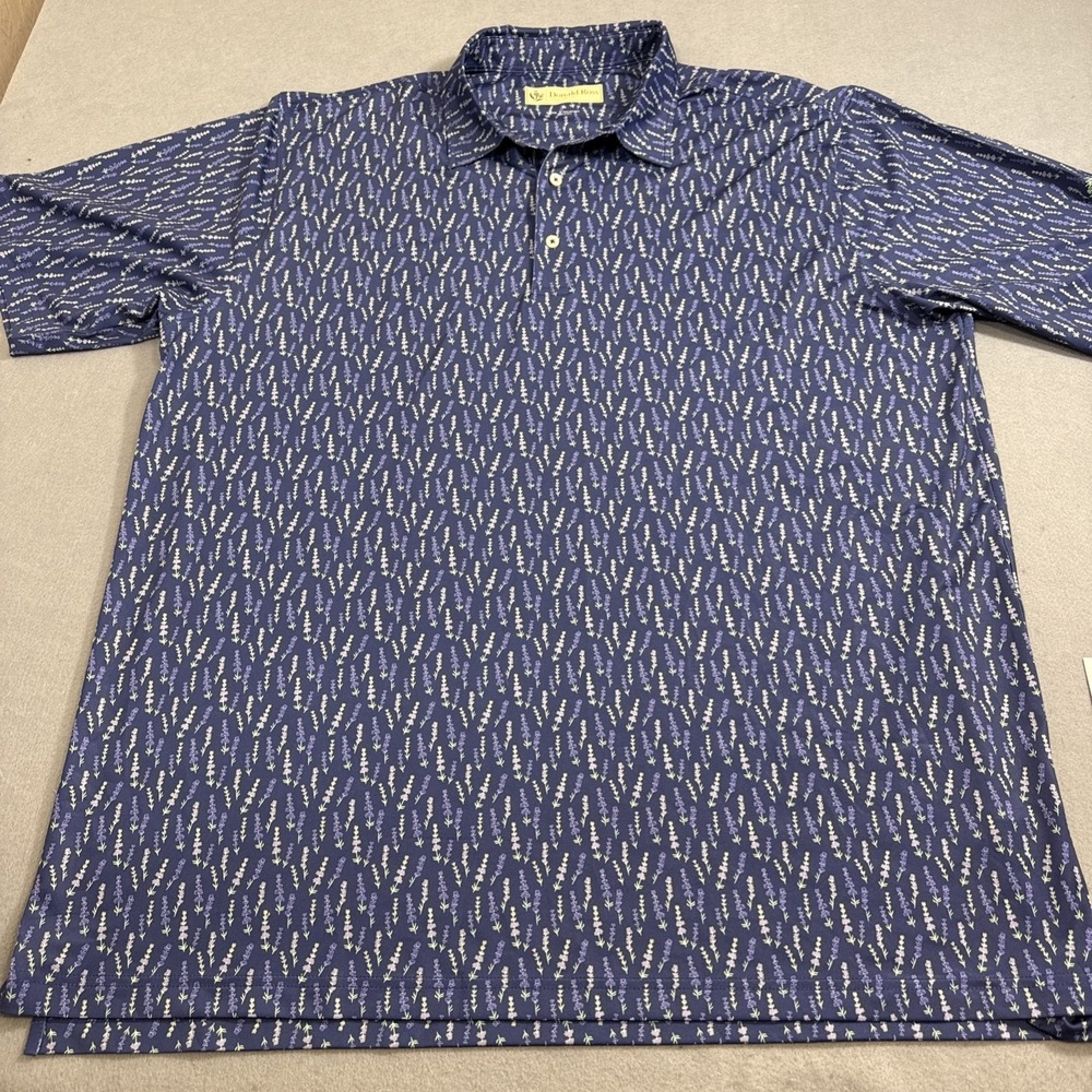 SHIRT GOLF POLO Donald Ross MENS XL NAVY SPRING Print Performance Polyester - Picture 5 of 8